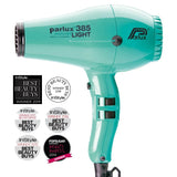 3x Parlux 385 Power Light Ceramic Ionic Hair Dryer Aquamarine