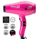 3x Parlux 385 Power Light Ceramic Ionic Hair Dryer Fuchsia